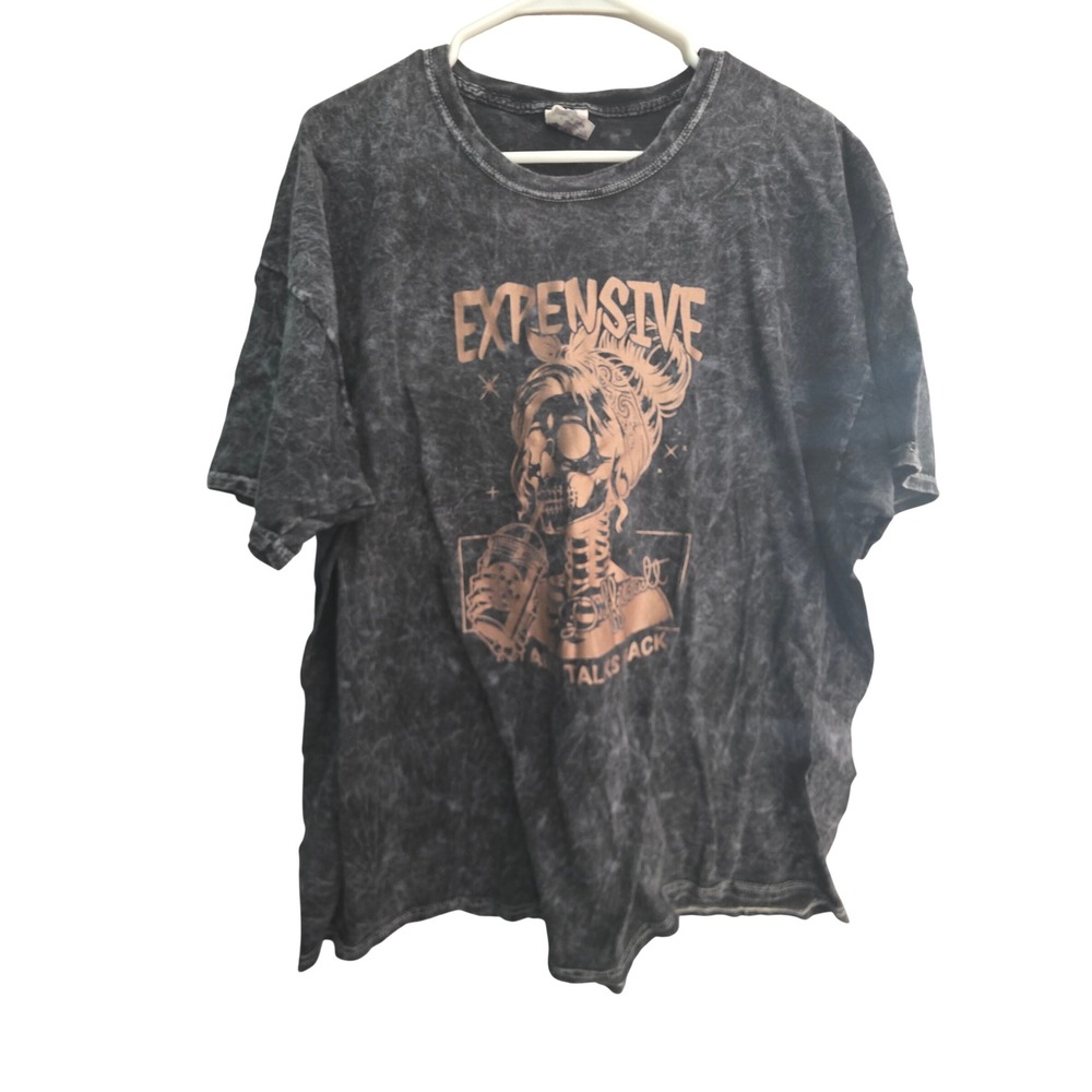 Colortone Expensive Difficult Talks Back Skeleton Graphic Acid Wash T-Shirt‎ 2XL